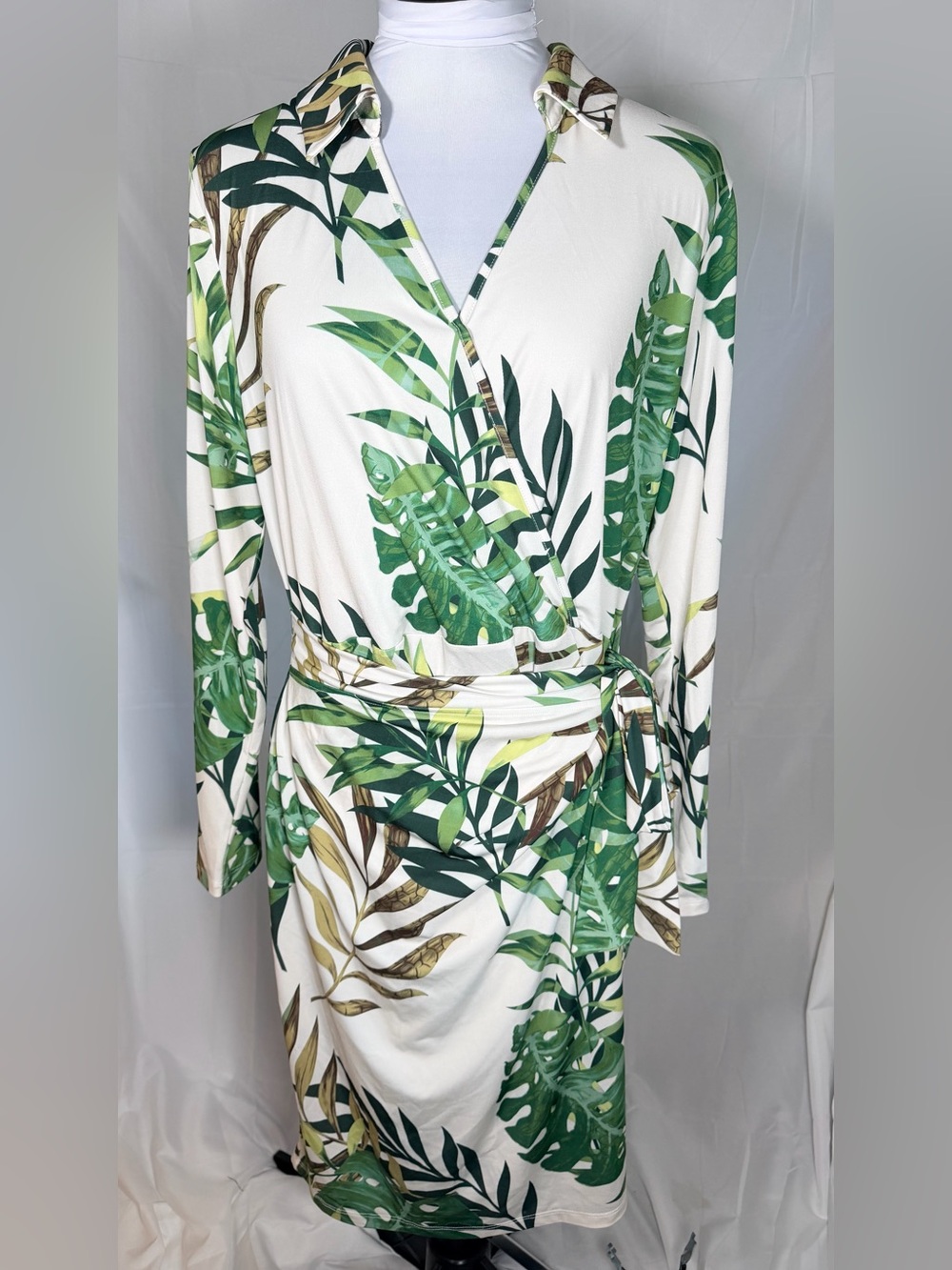 Nina Parker Tropical Leaf Wrap Dress